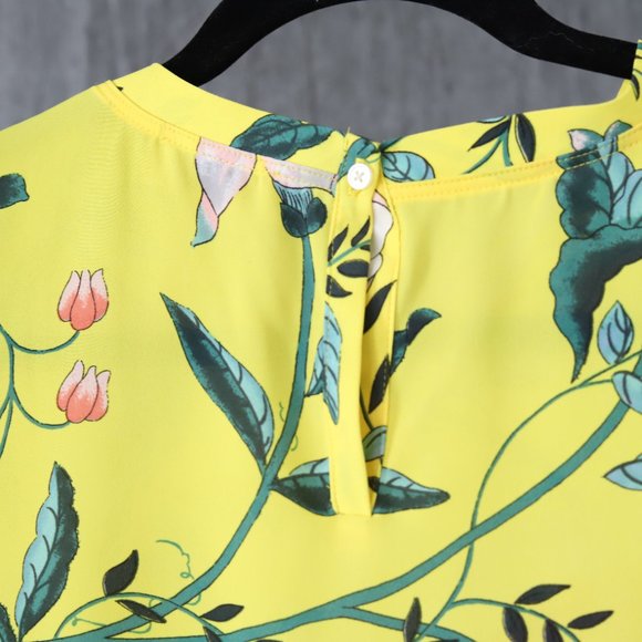 LOFT Petite Yellow Floral Pattern Shirt - Picture 5 of 6